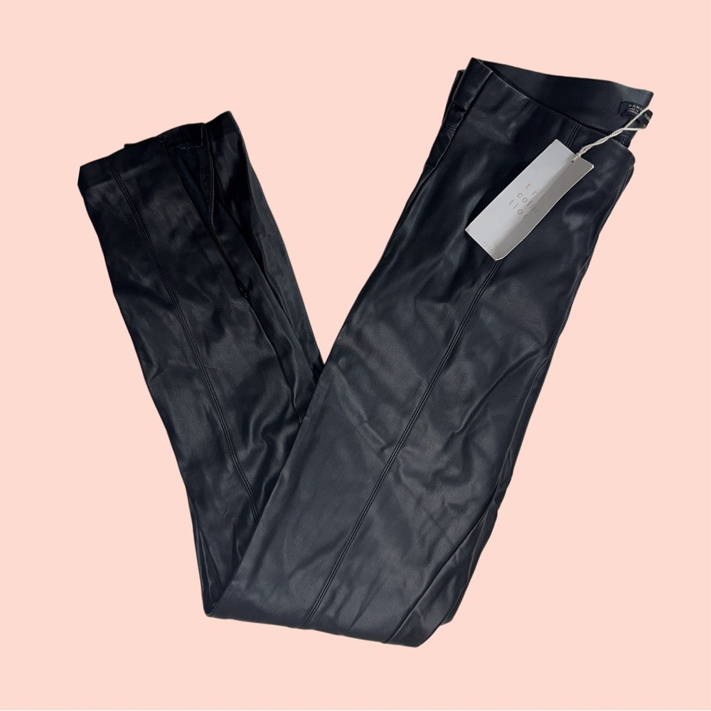 NWT Trafaluc Black Faux Leather Zip Up Slim Skinny Leggings Zara Womens Size M